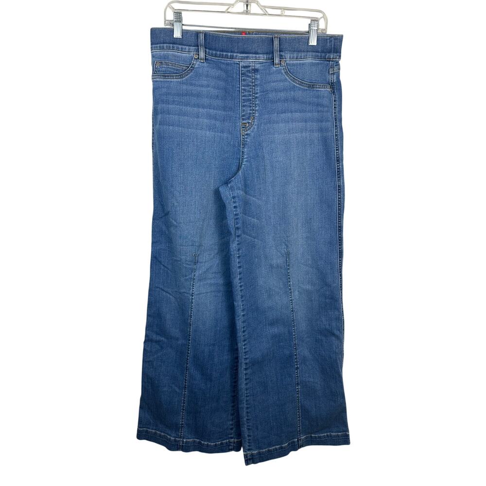 Spanx Wide-Leg Jeans Women XL Blue Excellent Seamed Front Vintage Indigo
